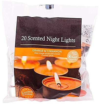 Winter Fragrance 8 Hour Fresh Scented Tea Lights 20 Pack (Orange & Cinnamon)