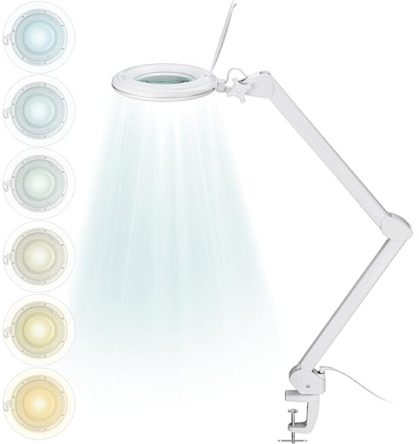 goobay 60364 LED Lupenleuchte mit Klemme/Lupenlampe aus Plastik / 10 W Leistungsaufnahme/Lichtstrom 800 lm/Betriebsspannung 230 V (AC) / Weiß