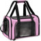 Lohofrnny Sac de Transport Chat, Sac Transport Chat Chien avec Matelas Souple, Sac Transport Chien Respirant et Pliable, Caisse de Transport Chat Respirant pour Petit Chien,Chat (Rose, 43x28x28cm)