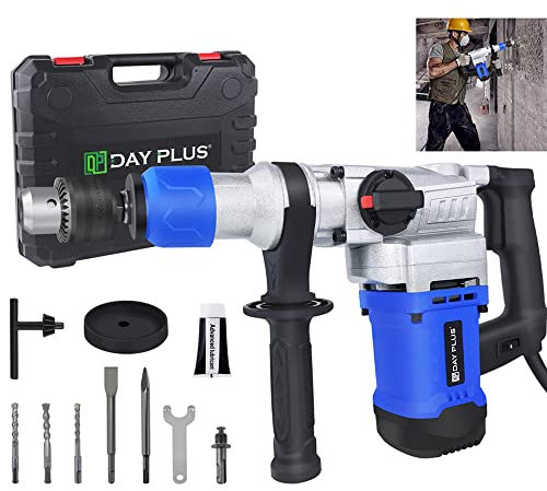 AUTOFU Marteau Piqueur Sds Marteau Rotatif 3-en-1 Marteau Piqueur Électrique 4500RPM 1500W Marteau Burineur De Démolition Pour Le Ciment, Les Murs, Les Tuiles En Céramique