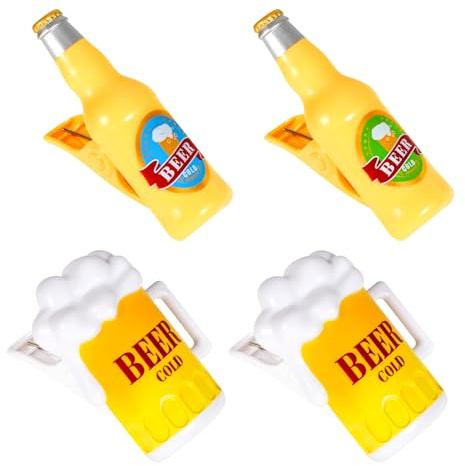 4 delar strandhandduk klämmor, kreativa ölflaskor handduksklämmor för solstolar, stora tvättkläder pinnar, strandpinnar för handdukar tvätt solstol, pool handduksklämmor för semester pool strandstolar