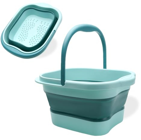 Bain de pieds pliable portable avec poignée, baignoire pour les pieds avec massage, 480 nœuds de massage, vert