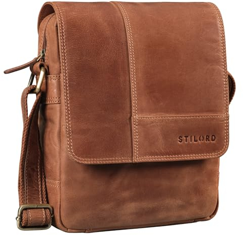 STILORD 'Andy' Messenger Bag Herren Leder Klein Schultertasche Echtleder Vintage Umhängetasche Tablet 11 Zoll iPad Tasche DIN A5 Herrentasche, Farbe:andorra - braun