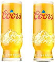 GarageBar Vasos Coors | Vasos de cerveza nucleada | Producto oficial | Viene con 2 alfombrillas de goteo de cerveza (2, pinta/20 onzas)