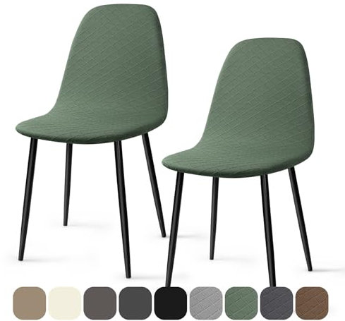 BalladHome Stuhlhussen 2 Stück Universal Stretch Stuhlbezug Jacquard Hussen für Stühle Abnehmbare Waschbar Esszimmerstühle Bezug Hussen für Küchenstühle Hotel Bankett (Grün, 2 Stück)-KL