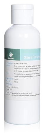 UerGlass Pasta de pulido de vidrio para pulir cristales profesional de todas las superficies de cristal, compuesto de óxido de cerico en calidad óptica, eliminación del efecto arco iris de cristal