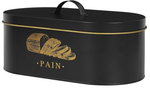 COOK CONCEPT, BT6818, Boîte à Pain en métal Noir et doré, Design élégant, capacité optimale pour Pains et Baguettes, Conservation hermétique, Facile à Nettoyer, Taille XL, Couleur Noir/Or