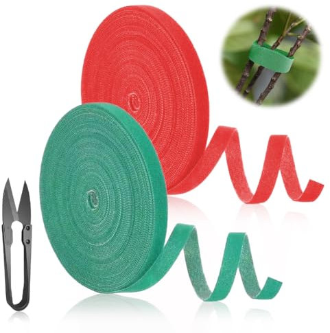 EIH1 2 Rouleaux Attaches de Plantes Vertes Ajustables 10m x 10mm Attaches de Jardin pour Plantes Attache Plante Grimpante Attache Tomates Reutilisable Résistant Aux Intempéries pour Plantes