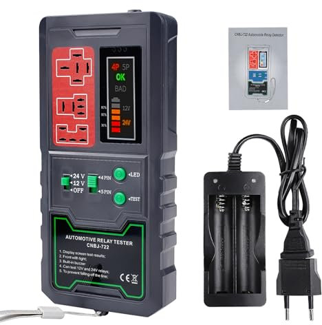BOROCO Testeur de relais 12 V 24 V, testeur de relais automatique, testeur de relais électronique automobile, outil de diagnostic de vérification de batterie