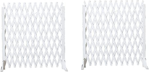 Lot de 2 grilles de jardin en bois rétractables et barrière décorative en bois pour maison, cour, treillage de plantes grimpantes