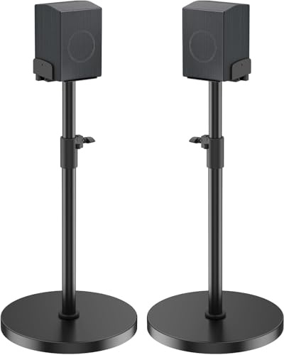 Supporto per altoparlanti regolabile in altezza fino a 95 cm – Base universale per Edifier, KRK, Klipsch, Polk, Yamaha, Sony – Robusto supporto per cassa Surround Sound con gestione dei cavi.