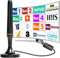 Antenna TV digitale interna, ricezione a lunga distanza, antenna TV portatile con base magnetica resistente, supporta 4K 1080p VHF UHF DVB-T/DVB-T2