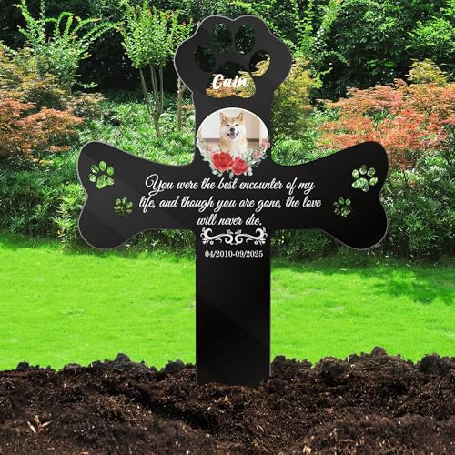 FCLYDER Piquet Plaque Funéraire Commémoratif Personnalisé, Plaque Funéraire pour Animaux, Cadeau Commémoratif pour La Perte de Chien et Chat