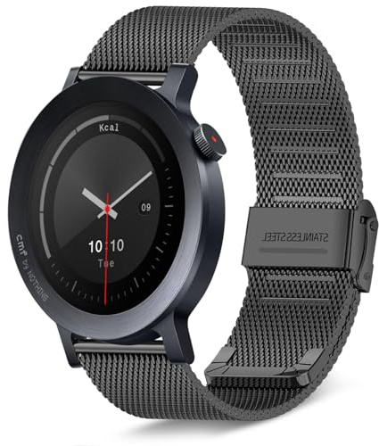 KeeFos 22 mm metallarmband, kompatibelt med CMF by Nothing Watch 3 Pro/CMF by Nothing Watch Pro 2, klockarmband i rostfritt stål för män och kvinnor, 22 mm