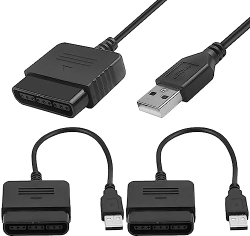 HAAMNING7 För PS2-kontroll till USB-adapter konverteringskabel, för Playstation 2/3 honkontakt till USB 2.0 manlig adapter konverteringssladd för PS1/för PS2-kontroll spelkontroll till för PS3/PC (2