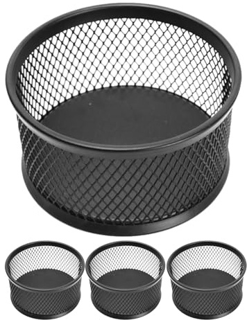 Milisten Lot de 4 Porte-trombones en Maille Noire, Organisateur de Bureau Multifonctionnel Compact, Support Conteneur pour Trombones, Punaises et Petits Objets, Accessoire Pratique