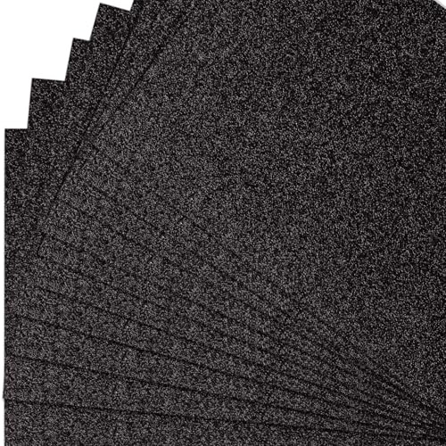 15 Sheets A4 Black Glitter Cardstock, 300gsm Non Shed Glitter Craft Paper for Scrapbook DIY Art Project Greeting Cards Party Decoration