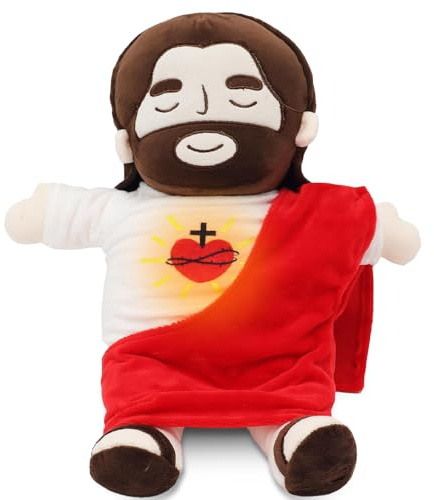 Gobesty Muñeco de Jesús de peluche que respira, 40 cm, con Jesús para aliviar la ansiedad, figura de Jesucristo para niños y adultos