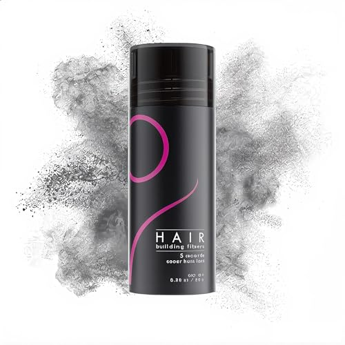 Fibras Capilares Densificadoras de Fibra de Algodón Natural en Polvo para Disimular la Calvicie, Hombre y Mujer, Aspecto Natural, 25gr (Aplicador y Fijador Disponibles) (Gris)