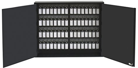 Acrimet Schlüsselkasten für 64 Schlüssel mit Schloss (für die Wand) (Enhält 64 Rauch Schlüsselanhänger) (Schwarz Farbener Kasten)