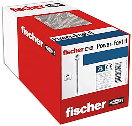 fischer PowerFast II CZP 6,0 x 50, Spanplattenschraube (30 Stk.) mit Teilgewinde, Senkkopfschraube mit Kreuzschlitz, Schraube für Holzverarbeitung, reduziert Einschraubwiderstand & Einschraubzeit