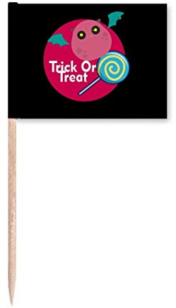 Halloween Candy Happy Trick Treat Toothpick Flags Marker Topper Party Decoration