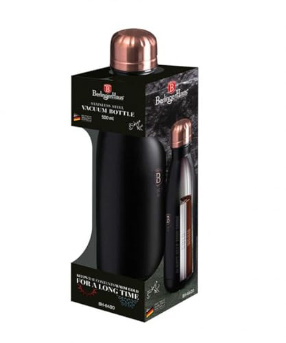 Stahl Thermoflasche Thermoskanne 0.5L BERLINGER HAUS METALLIC LINE BLACK ROSE BH-6400