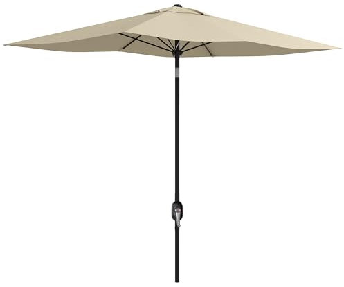 Outsunny 2 x 3(m) Garden Parasol Umbrella, Rectangular Outdoor Market Umbrella Sun Shade with Crank & Push Button Tilt, 6 Ribs, Aluminium Pole, Cream White