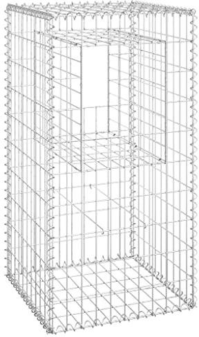 vidaXL 2x Poteaux à Panier de Gabion Poteaux à Jardinière de Gabion de Patio Jardin Terrasse Extérieur Projets de Jardinage 50x50x100 cm Fer