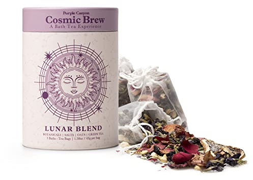 Lunar Blend Bath Tea by Purple Canyon | 3 Relaxing Bath Soaks with Lavender, Green Tea, Epsom Salt, and Essential Oils | Skin Care Gifts for Women