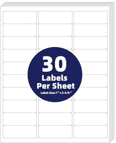 POLYSELLS 1 x2-5/8 Self Adhesive Address Labels, 30UP Blank Shipping Labels, FUSKU, FBA Mailing Labels for Inkjet and Laser Printer, 3000 Sticker Labels (100 Sheets), 30 Labels per Sheet