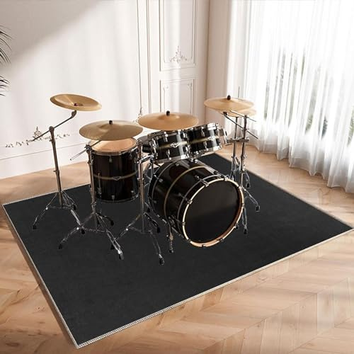 NIWaq Drum Rug Drum Carpet Drum Mat Sound-Absorbing Acoustic Drum Mat, Professional Rectangular Electronic Jazz Drum Kit for Bass Snare Drum Instruments-Black||160 x 140 cm