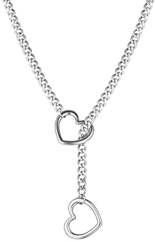 AWAVM Collier à chaîne pour femme ras du cou avec pendentif en forme de cœur, colliers gothiques punk, taille unique, métal