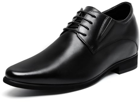 CHAMARIPA Scarpe Rialzate Uomo 8 cm Aumento Altezza Invisibile, Scarpe Business Oxford/Derby in Pelle Pieno Fiore 41EU Larga