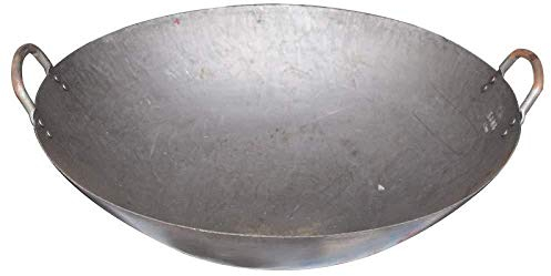 OQHAIR Woks, Iron Pot Chinese Style Binaural Light Iron Pot Home Restaurant Extra Large Round Bottom Ordinary Iron Pan,B 46cm (E 60cm)