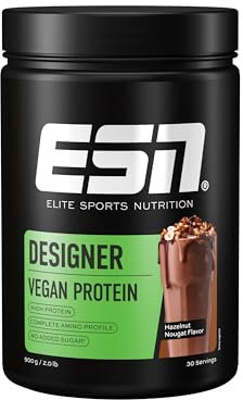 ESN Vegan Designer Proteinpulver mit Soja, Hazelnut Nougat, 900 g, cremige Konsistenz - made in Germany