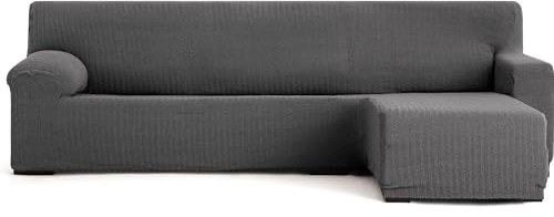 ECOMMERC3 | Copridivano Chaiselongue Braccio corto destro super elastico bielastico - Copridivano Chaiselong colore grigio scuro con schiume di fissaggio e gomme di regolazione valida destra o