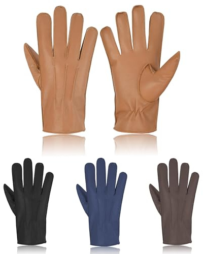 SWIFT WEAR Mens Leather Driving Gloves Unlined Retro Vintage Classic Stylish Genuine Real Leather Warm Thermal Winter Black Chauffeur Gloves (Tan, L)