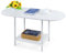 CADUKE White Coffee Table with 2-Tier Storage Shelf, Industrial Living Room Table with Metal Frame, Simple Center Table for Living Room and Office