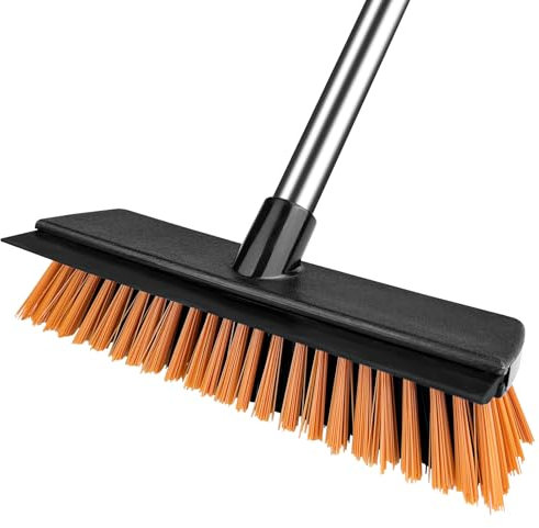 Noxtioanip Balai de Jardin, Balai de Rue avec Filetage et Manche à Vis, Brosse à Récurer, Brosse de Gardin, pour Nettoyer Le Balcon, La Terrasse, Le Jardin, L'intérieur et L'extérieur