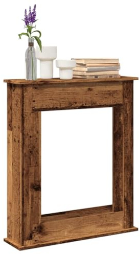 Rantry Arredo Cornice per Camino Legno Antico 75x20x87,5 cm in Truciolato, Mobilia Cornice Camino, Camino da Pavimento con Cornice e Bruciatore, Accessori Camino, Cornice Legno