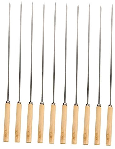 PartyKindom 10 Pezzi Firma in Ferro Piatto Kebab Spiedino Di Arrosto Inossidabile Spiedini Per Kebab Spiedo Per Barbecue Cucinando Grigliare Carbone Bastoni Giorgio Kabobs Di Legno