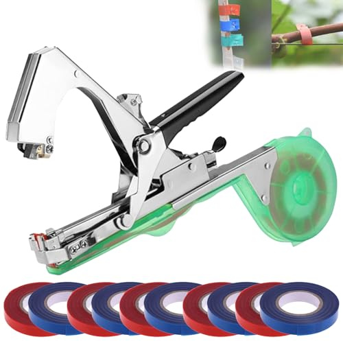 MYXJX Máquina atadora de Plantas, Herramienta Manual for Atar árboles de jardinería con 10 Rollos Alambre, máquina portátil for viñas