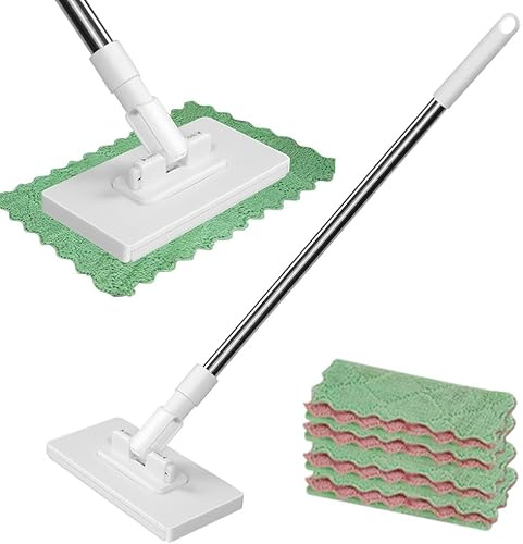 Mocio Fauler SWEEPI – mocio pigro – sistema di pulizia con manico a scatto mini mop design, a stella piena, funzionale per punti stretti e superfici alte