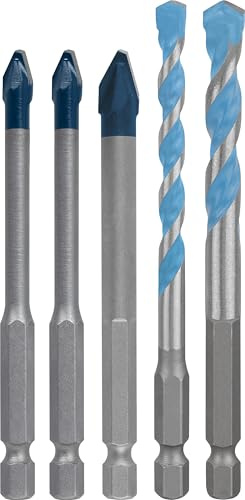 Bosch EXPERT HEX-9 Hard Ceramic and Multi Construction - Juego de brocas (5 unidades, para azulejos duros, azulejos blandos, diámetro de 6,0, 6,0, 8,0, 6,0, 8,0 mm, accesorios profesionales, taladro