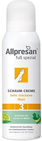 Allpresan Fuß spezial Nr. 3 Schaum-Creme mit Limette Minze Duft - Fußcreme für sehr trockene Haut - Zur täglichen Fußpflege sehr trockener Füße - 125 ml