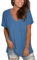 MOLERANI Loose Fitting Tops für Frauen Kurzarm T-Shirts mit V-Ausschnitt Sommer Casual Tees Blue XL