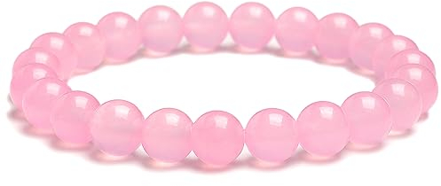 Landorilo Handmade 8mm Natural Crystal Beaded Bracelet with Healing Gemstones for Women Men, Yoga Meditation Energy Bracelets, Valentine's Day, Christmas, Birthday Gift (rose quartz)