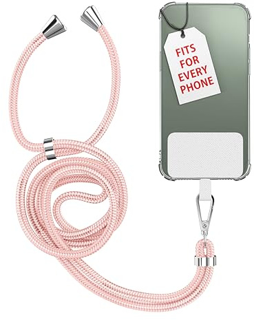 MyGadget Cordino Universale con Linguetta in Nylon per Cover di Smartphones - Corda | Catena compatibile con Custodia di Cellulari - Rosa