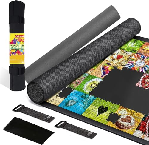 Celawork Puzzlematte bis 1000 Teile, Anti-Rutsch-Gummiboden und Glatte Polyester-Oberseite puzzelmatten für Puzzle 1000,Puzzleunterlage Puzzle Rollmatte,Aufbewahrung von Puzzles